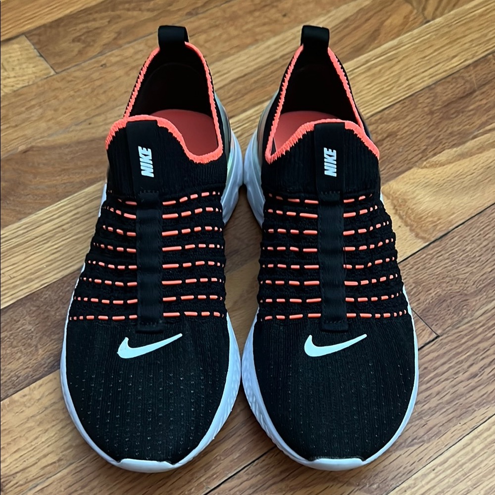 Nike Black and Orange Slip-On Sneakers